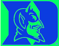 duke blue devil on green background